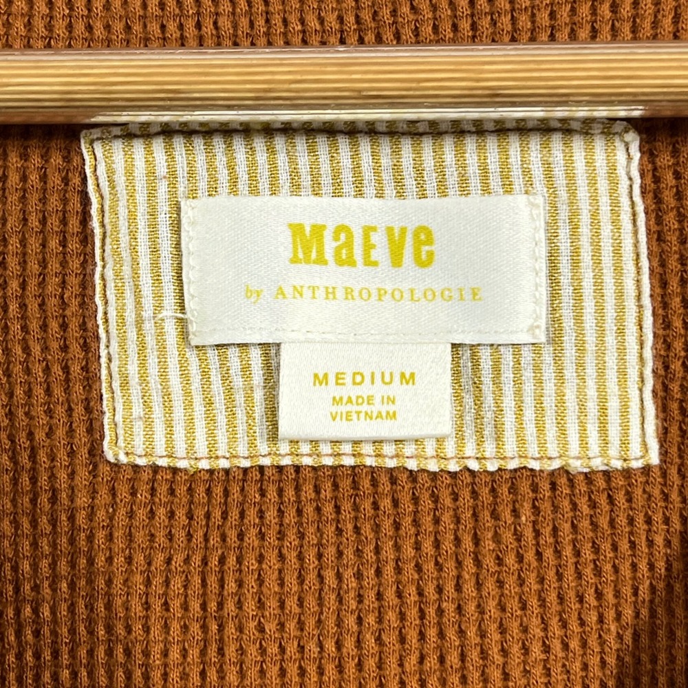 Maeve Fairy Grunge Asymmetrical Thermal Waffle Knit Henley Top Women Medium Boho - Picture 3 of 9